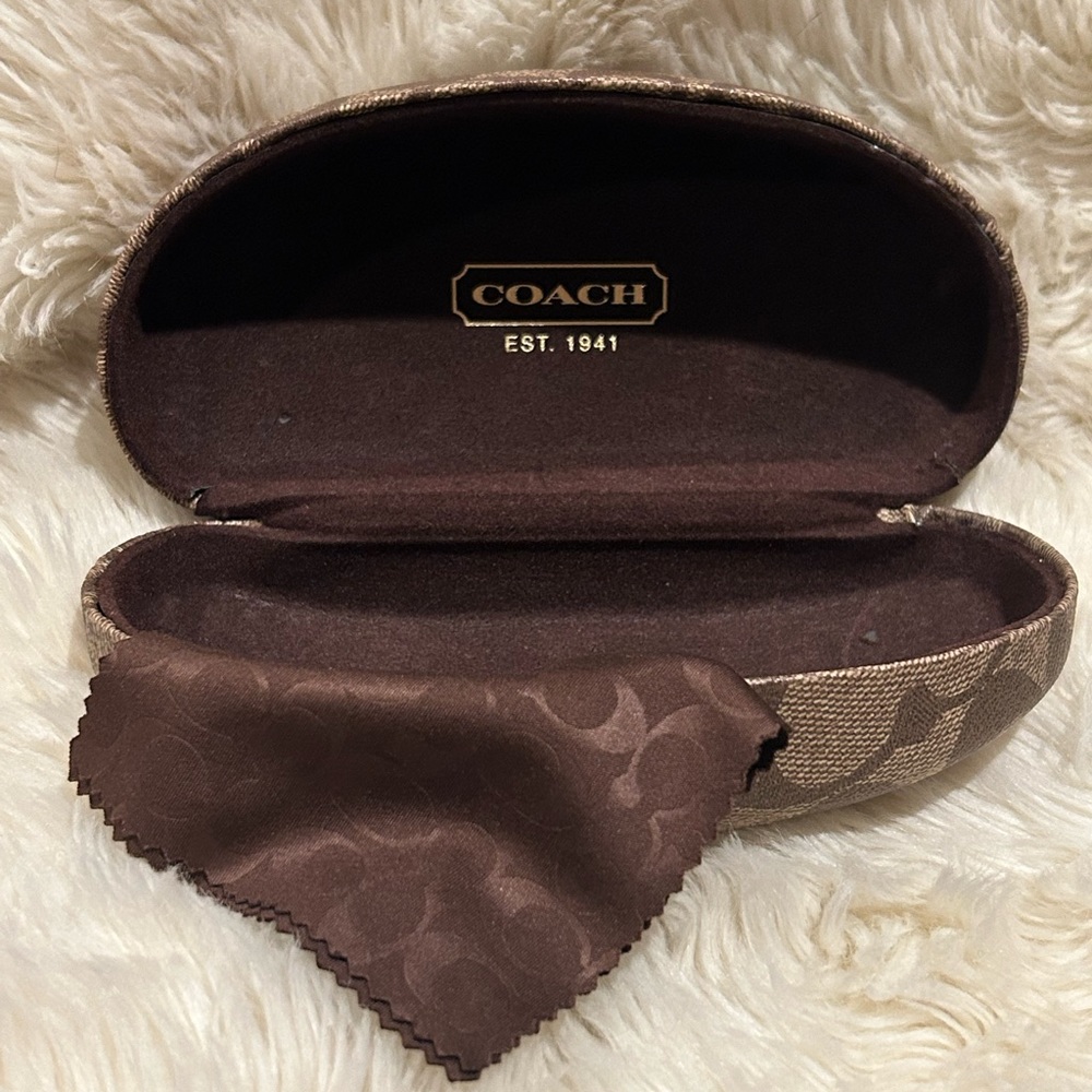 Coach sunglasses case with cleaning cloth